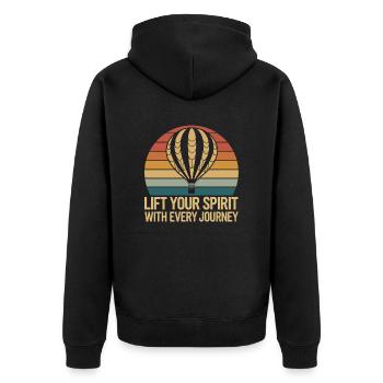 Heißluftballon Erhebe Deinen Geist Mit Jeder Reise - Unisex Premium Bio Zip Hoodie - Schwarz - Hinten - Nico (187cm)