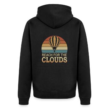 Erreiche Die Wolken Heißluftballon Inspiration - Unisex Premium Bio Zip Hoodie - Schwarz - Hinten - Nico (187cm)