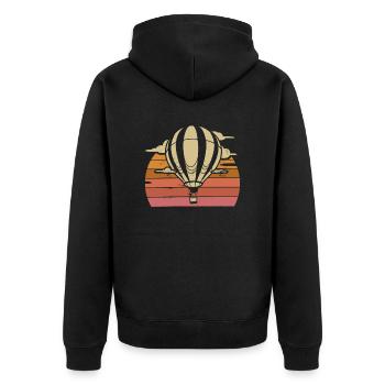 Heißluftballon Retro Sonnenuntergang Freiheit - Unisex Premium Bio Zip Hoodie - Schwarz - Hinten - Nico (187cm)