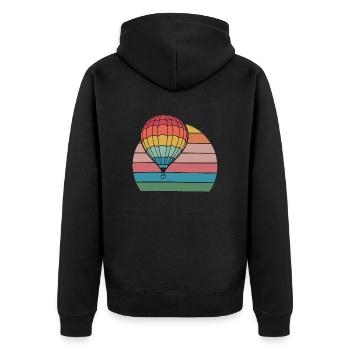 Heißluftballon Retro Sonnenuntergang - Unisex Premium Bio Zip Hoodie - Schwarz - Hinten - Nico (187cm)