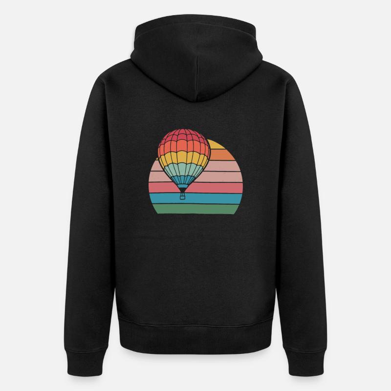 Montgolfière Rétro Sunset - Veste à capuche bio Premium Unisexe - noir