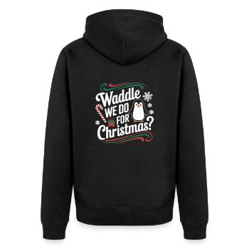 Penguin Christmas Waddle We Do For Christmas - Unisex Premium Organic Zip Hoodie - black - Back - Nico (187cm)