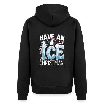 Have an icy Christmas with Penguin - Unisex Premium Organic Zip Hoodie - black - Back - Nico (187cm)
