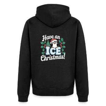 Got an icy Christmas time penguin - Unisex Premium Organic Zip Hoodie - black - Back - Nico (187cm)