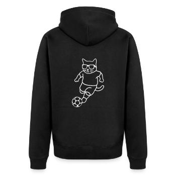 Chat avec des lunettes de soleil jouant au football - Veste à capuche bio Premium Unisexe - noir - Dos - Nico (187cm)