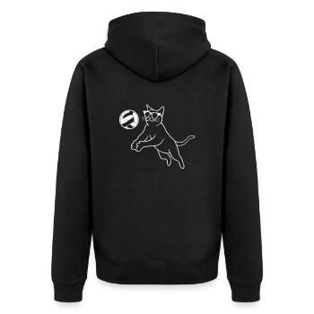 Chat avec des lunettes de soleil jouant au volley-ball - Veste à capuche bio Premium Unisexe - noir - Dos - Nico (187cm)