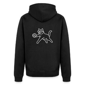 Katze Mit Sonnenbrille Und Volleyball - Unisex Premium Bio Zip Hoodie - Schwarz - Hinten - Nico (187cm)