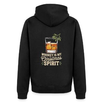 Whiskey Ist Mein Weihnachtlicher Geist - Unisex Premium Bio Zip Hoodie - Schwarz - Hinten - Nico (187cm)