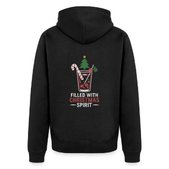 Gefüllt Mit Weihnachtlicher Stimmung Getränk - Unisex Premium Bio Zip Hoodie - Schwarz - Hinten - Nico (187cm)