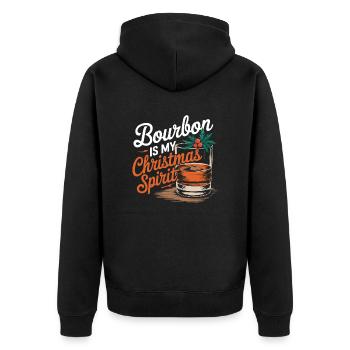 Bourbon Ist Mein Weihnachtsgeist Design - Unisex Premium Bio Zip Hoodie - Schwarz - Hinten - Nico (187cm)