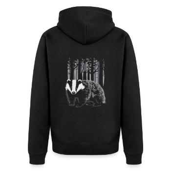 Cottagecore blaireau dans la forêt enchantée - Veste à capuche bio Premium Unisexe - noir - Dos - Nico (187cm)