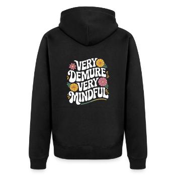 Sehr Bescheiden Sehr Achtsam Blumen - Unisex Premium Bio Zip Hoodie - Schwarz - Hinten - Nico (187cm)