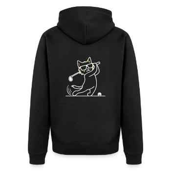 Chat avec des lunettes de soleil jouant au golf - Veste à capuche bio Premium Unisexe - noir - Dos - Nico (187cm)