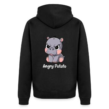 Moo Deng Motif de pomme de terre en colère - Veste à capuche bio Premium Unisexe - noir - Dos - Nico (187cm)