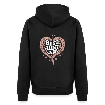 Beste Tante Best Aunt Ever Floral Blumen Herz - Unisex Premium Bio Zip Hoodie - Schwarz - Hinten - Nico (187cm)