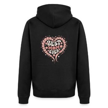 Beste Mama Best Mom Ever Herz Liebe Zopf Herz - Unisex Premium Bio Zip Hoodie - Schwarz - Hinten - Nico (187cm)