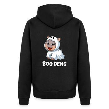 Boo Deng Cute Hippo Costume Fun - Unisex Premium Organic Zip Hoodie - black - Back - Nico (187cm)