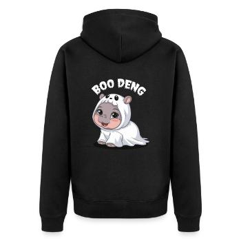 Cute Hippo Boo Deng Costume for Kids - Unisex Premium Organic Zip Hoodie - black - Back - Nico (187cm)