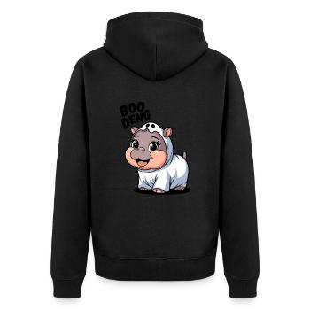 Cute Boo Deng Hippo Costume Adventure - Unisex Premium Organic Zip Hoodie - black - Back - Nico (187cm)