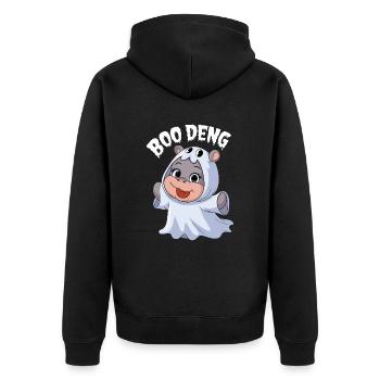 Moo Deng Halloween Hippo Boo Deng - Unisex Premium Organic Zip Hoodie - black - Back - Nico (187cm)