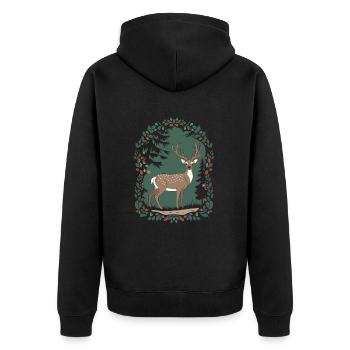 Scène magique de cerf dans le style de base du chalet - Veste à capuche bio Premium Unisexe - noir - Dos - Nico (187cm)