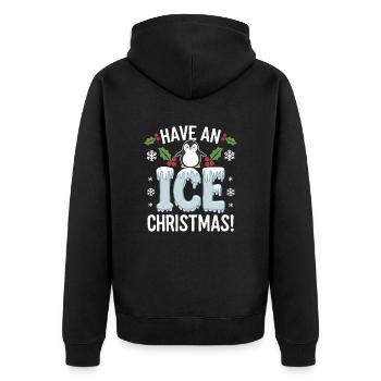 Pinguin Weihnachten Eis Weihnacht - Unisex Premium Bio Zip Hoodie - Schwarz - Hinten - Nico (187cm)