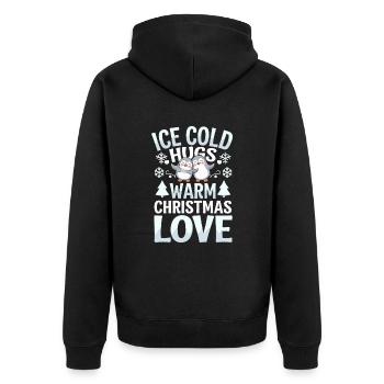 Pinguin Weihnachten Eisig Kalte Umarmungen Warme - Unisex Premium Bio Zip Hoodie - Schwarz - Hinten - Nico (187cm)