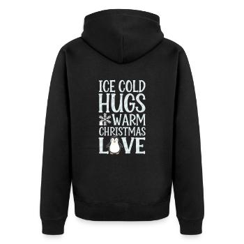 Pinguin Weihnachten Eiskalte Umarmungen Warme - Unisex Premium Bio Zip Hoodie - Schwarz - Hinten - Nico (187cm)