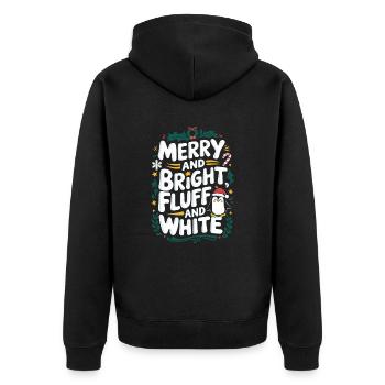 Fröhlich und Hell, Flauschig und Weiß - Pinguin - Unisex Premium Bio Zip Hoodie - Schwarz - Hinten - Nico (187cm)