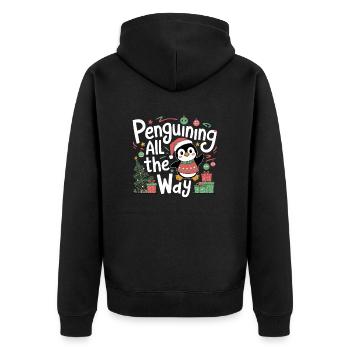 Noël des pingouins - Pingouin jusqu’au bout - Veste à capuche bio Premium Unisexe - noir - Dos - Nico (187cm)