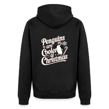 Pinguine Sind Cooler Zu Weihnachten - Unisex Premium Bio Zip Hoodie - Schwarz - Hinten - Nico (187cm)