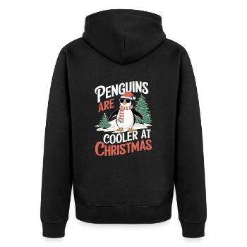 Penguins Are Cooler For Christmas - Penguin - Unisex Premium Organic Zip Hoodie - black - Back - Nico (187cm)