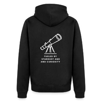 Driven by stardust and curiosity - Unisex Premium Organic Zip Hoodie - black - Back - Nico (187cm)