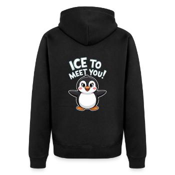 Jeu de mots pingouin mignon - Veste à capuche bio Premium Unisexe - noir - Dos - Nico (187cm)
