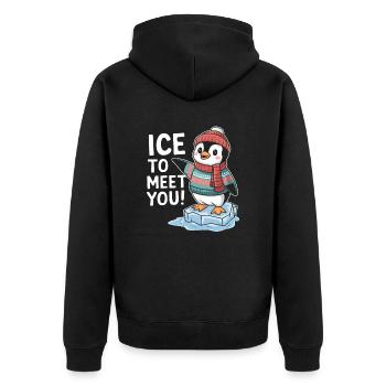 Pinguin Illustration - Unisex Premium Bio Zip Hoodie - Schwarz - Hinten - Nico (187cm)