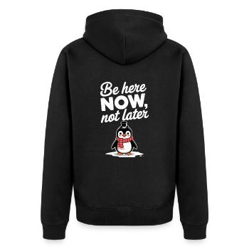 Sois ici maintenant, pas pingouin plus tard - Veste à capuche bio Premium Unisexe - noir - Dos - Nico (187cm)