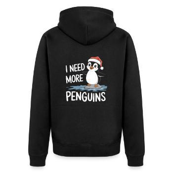 Ich Brauche Mehr Pinguine Lustig Weihnachten - Unisex Premium Bio Zip Hoodie - Schwarz - Hinten - Nico (187cm)