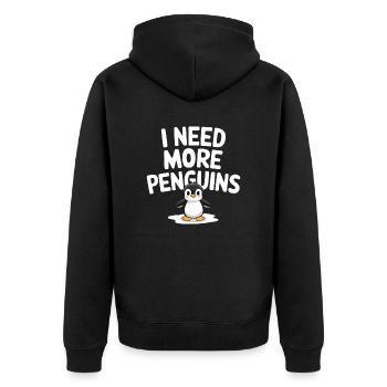 Ich Brauche Mehr Pinguine Für Pinguinliebhaber - Unisex Premium Bio Zip Hoodie - Schwarz - Hinten - Nico (187cm)