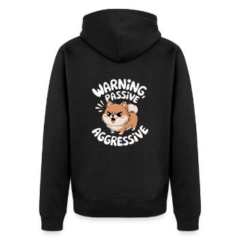 Avertissement passif agressif Shiba Inu Illustration - Veste à capuche bio Premium Unisexe - noir - Dos - Nico (187cm)
