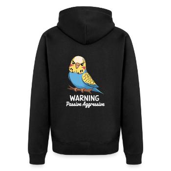 Avertissement Passif Agressif Perruche Comic - Veste à capuche bio Premium Unisexe - noir - Dos - Nico (187cm)