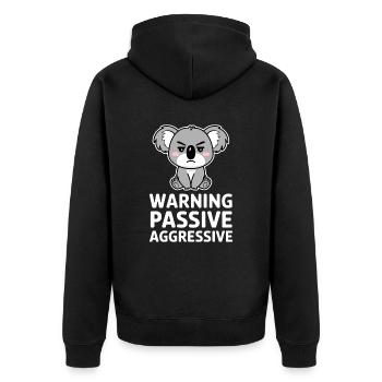 Warnung Passive Aggressive Koala Humor - Unisex Premium Bio Zip Hoodie - Schwarz - Hinten - Nico (187cm)