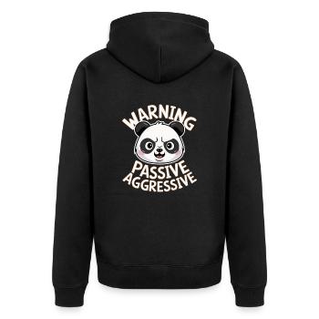 Vorsicht Passiv Aggressiver Panda - Unisex Premium Bio Zip Hoodie - Schwarz - Hinten - Nico (187cm)