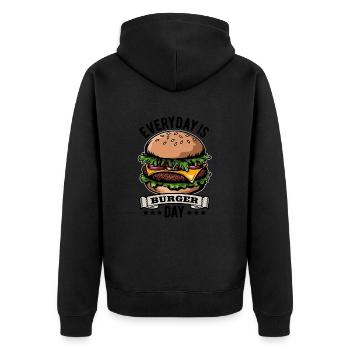 Everyday is Burger Day - Fast Food - lecker - Unisex Premium Bio Zip Hoodie - Schwarz - Hinten - Nico (187cm)