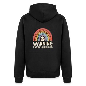 Vorsicht Passiv Aggressiv Regenbogen - Unisex Premium Bio Zip Hoodie - Schwarz - Hinten - Nico (187cm)