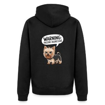 Attention : Avertissement de chien passif agressif - Veste à capuche bio Premium Unisexe - noir - Dos - Nico (187cm)