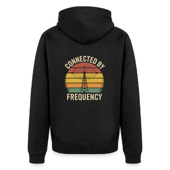 Amateurfunker Verbunden Durch Frequenz - Unisex Premium Bio Zip Hoodie - Schwarz - Hinten - Nico (187cm)
