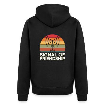 Signal Der Freundschaft Amateuerfunk Betreiben - Unisex Premium Bio Zip Hoodie - Schwarz - Hinten - Nico (187cm)