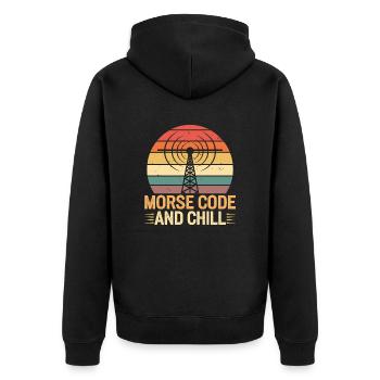 Amateurfunker Ham Radio Morse Code And Chill - Unisex Premium Organic Zip Hoodie - black - Back - Nico (187cm)