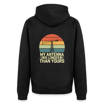 Amateurfunker Antenne Länger Als Deine - Unisex Premium Bio Zip Hoodie - Schwarz - Hinten - Nico (187cm)