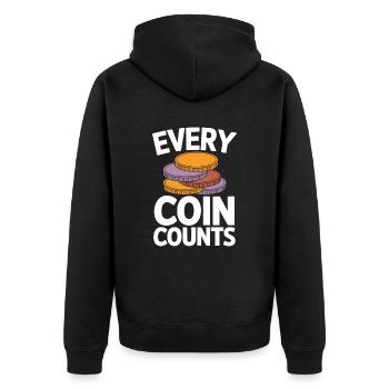 Every Coin Counts Numismatics Lovers - Unisex Premium Organic Zip Hoodie - black - Back - Nico (187cm)